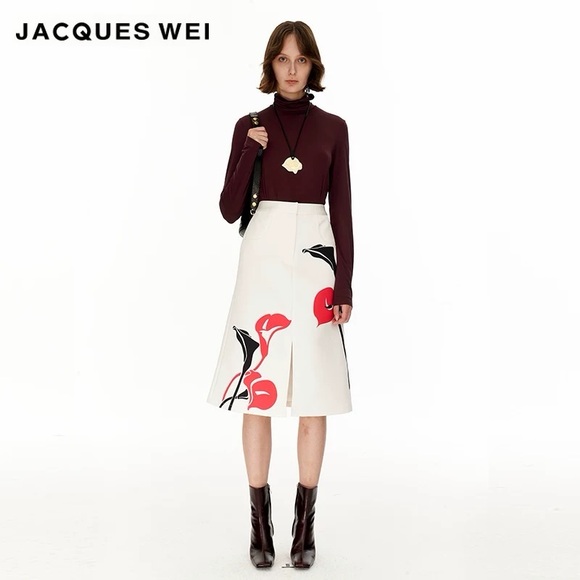 Jacque Wei Dresses & Skirts - Floral Print White Skirt